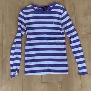 Purple and white striped long sleeve Ralph Lauren